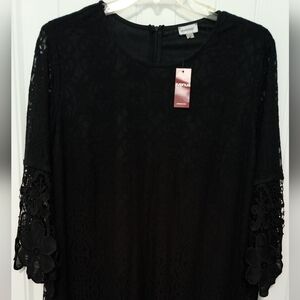 New Black Lace Midi Dress / Size 2X